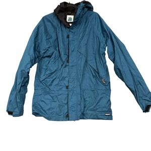 Vintage Alpine Design Jacket Mens Large Blue Nylon Gore-Tex Hooded Hiking 90s